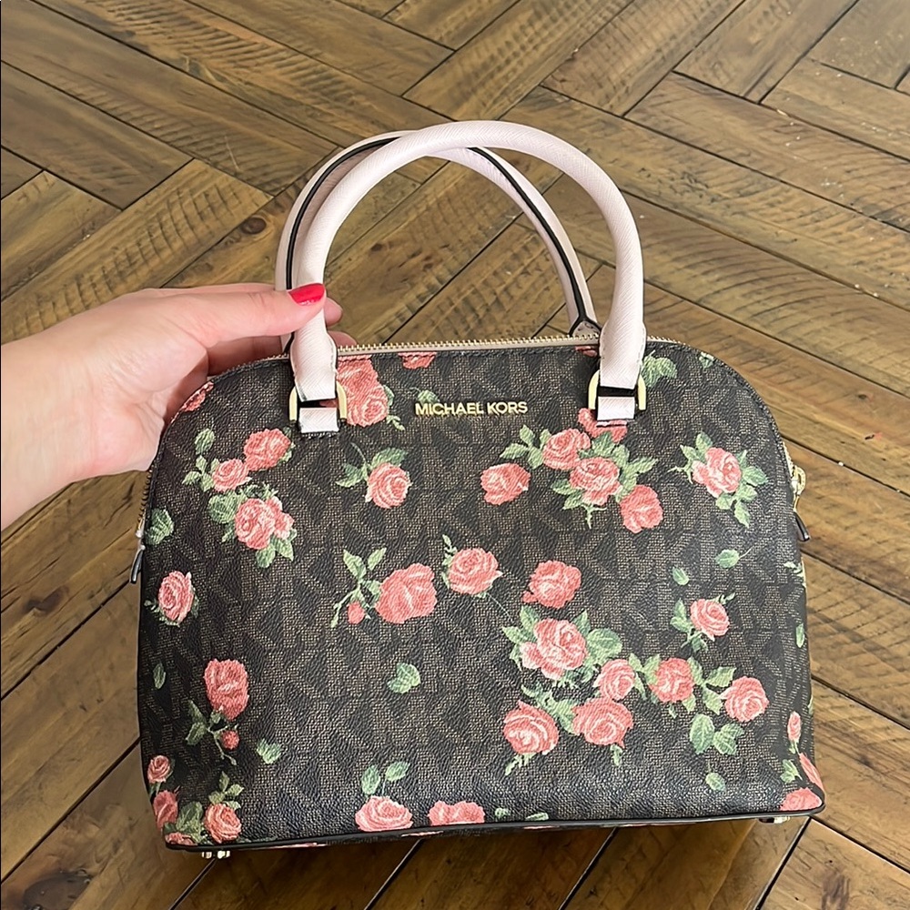 MICHEAL KORS  Floral Print Top handle monogram canvas bag